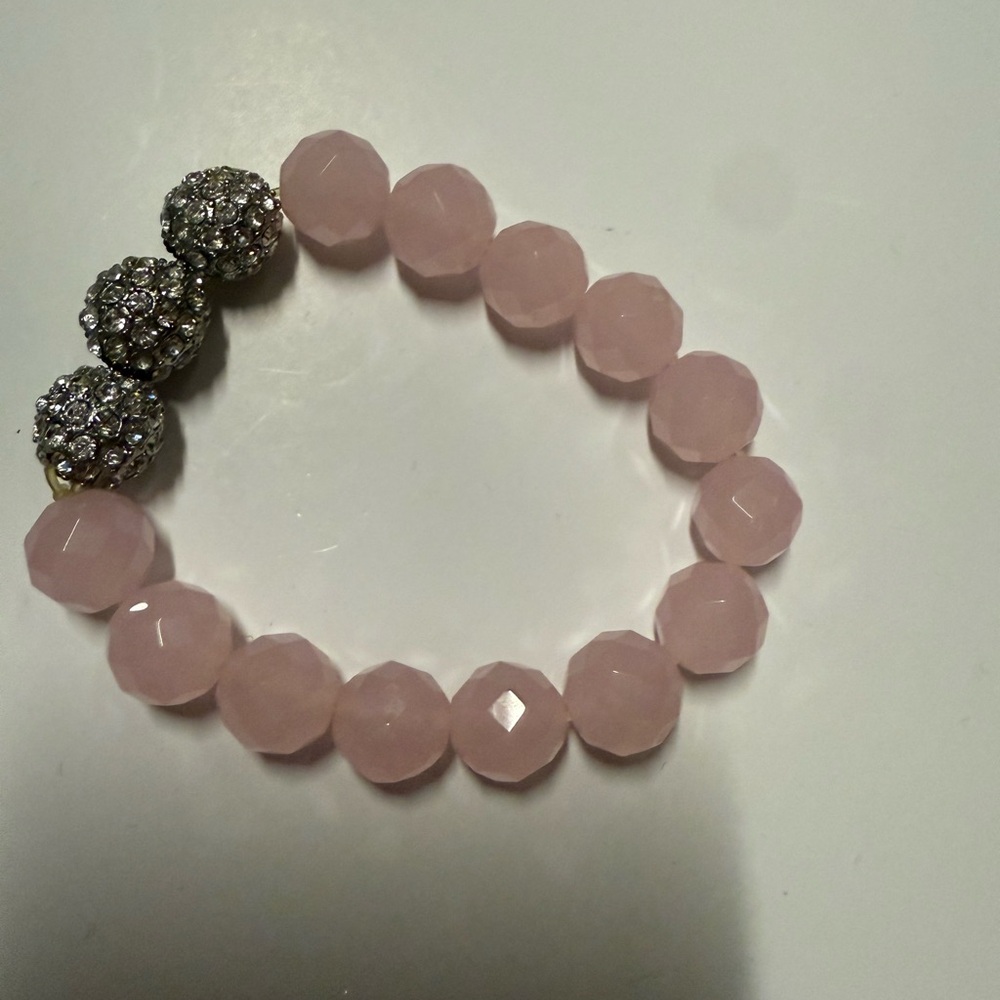 New York & Company Pink and Silver Beaded Bracelet